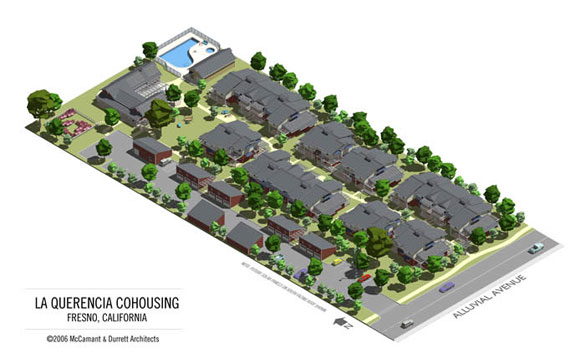 Site plan for Fresno Cohousing built to the highest green building standards